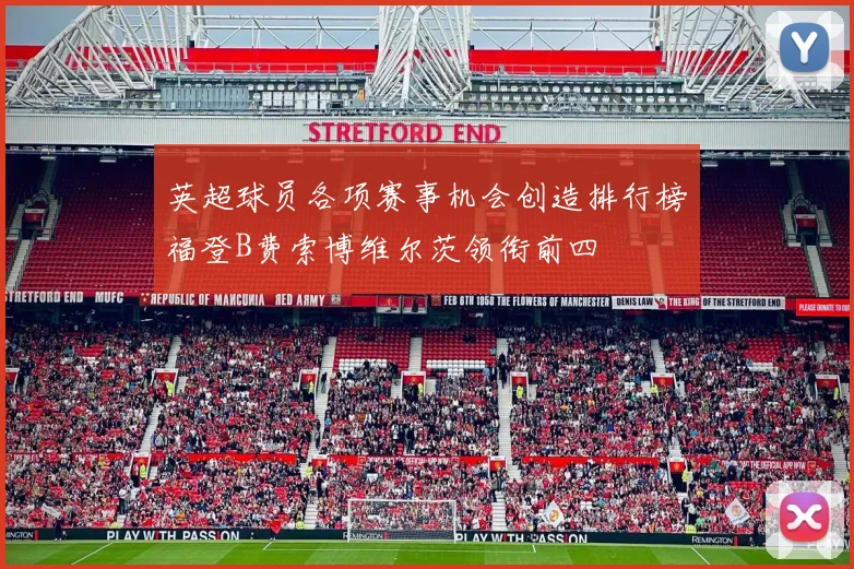 英超球员各项赛事机会创造排行榜福登B费索博维尔茨领衔前四