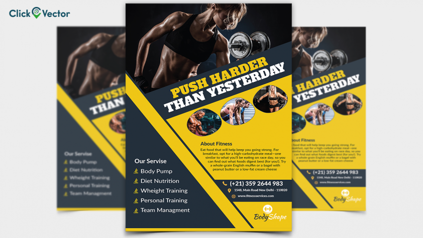 Fitness Flyer Template, Gym Pamphlet Design vector - Photo #531 -  Click4Vector I Your Best Design Place free ✓ Graphic Design ✓ Clipart Png ✓  Infographics Vector ✓ Icons Vector ✓ Banner